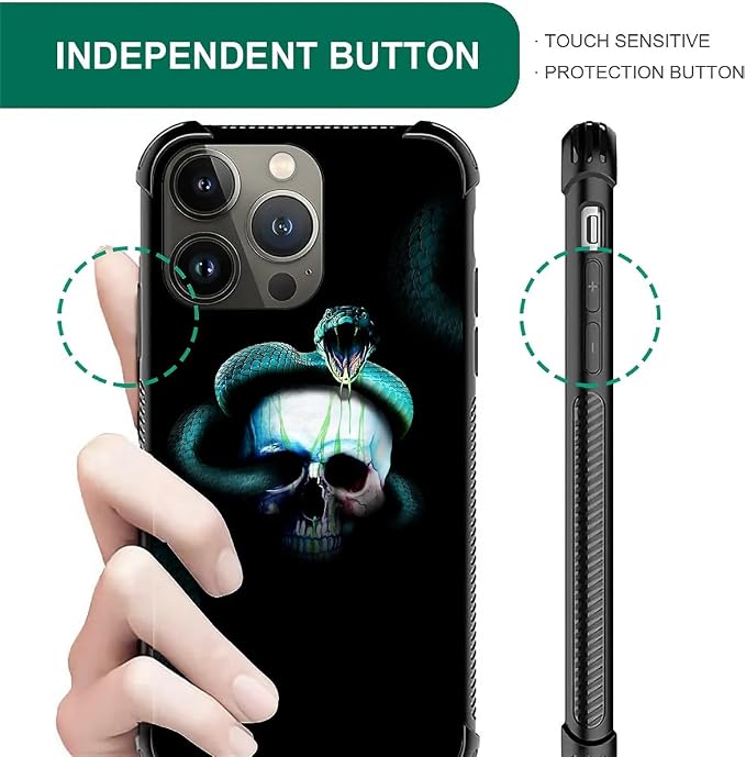 for iPhone 13 Pro Max Case, Skeleton Winding Snake Pattern Graphic Design Girl - Image 4