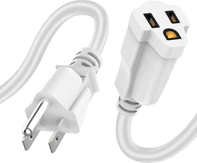 Power Extension Cord 10FT, 3 Prong Grounded Electric Extension Cable Outlet by ECJTU-US