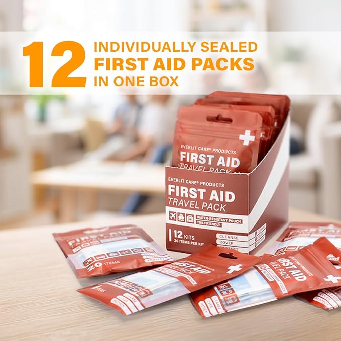 EVERLIT CARE Travel Bandage Pack | 12 Individual Packets, Bulk Portable Mini - Image 2