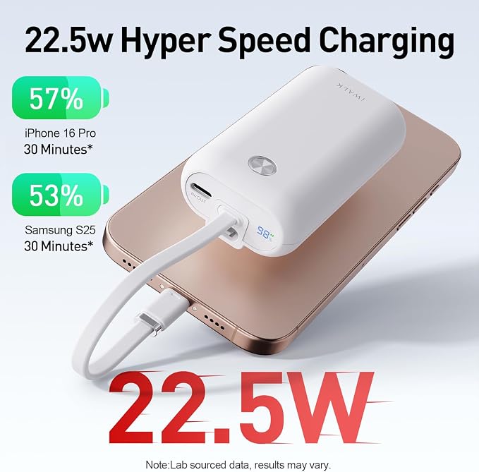 iWALK Mini Portable Charger 10, 22.5W USB-C Fast Charging Power Bank - Image 4