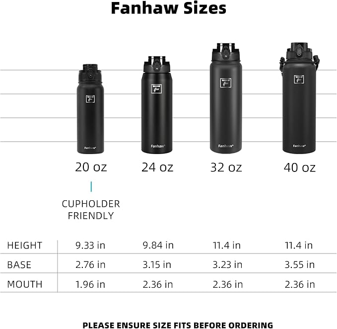 Fanhaw 40 oz Insulated Stainless Steel Water Bottle - Image 6