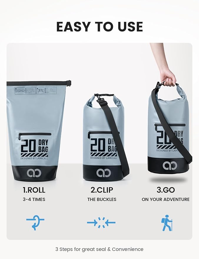 Lamicall Small Dry Bag, Waterproof Bag - 5L/10L/20L/30L/40L Water Proof Bag - Image 6