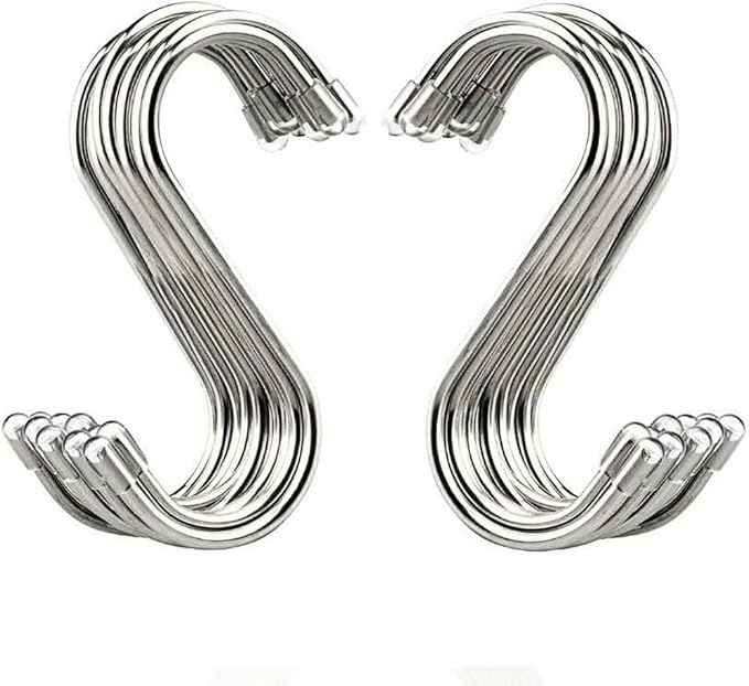 20 Pack 3.4" S Shaped Hooks Stainless Steel Metal Hangers Hanging Hooks by Unknown