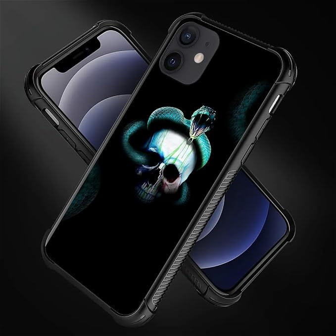 for iPhone 11 Case, Skeleton Winding Snake Pattern Graphic Design Girl Boy Soft - Image 3