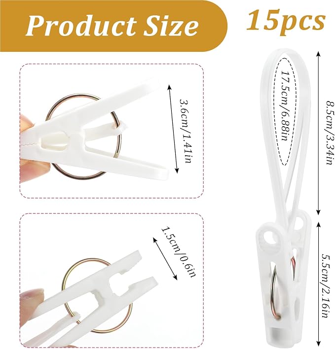 15 Pack Laundry Hooks with Rope, Windproof Drying Rack Accessories - Image 2