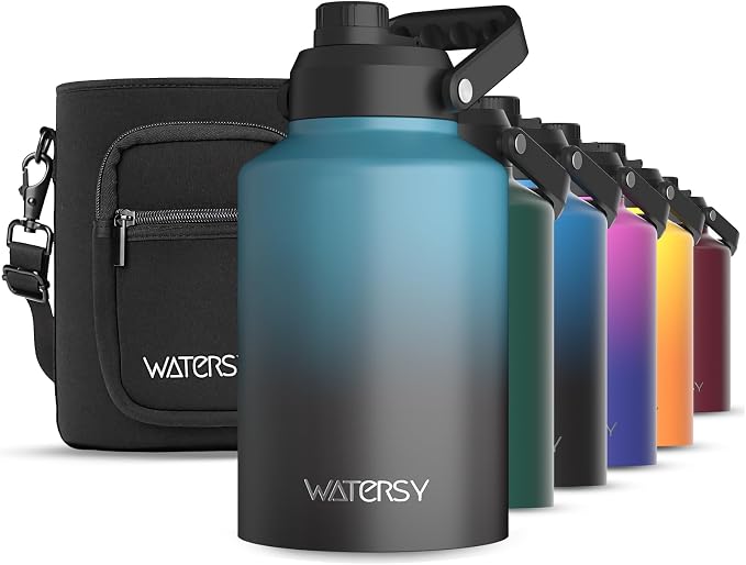 WATERSY 1 Gallon Water Bottle Insulated, BPA Free&Leak Proof, 128oz Stainless by Watersy