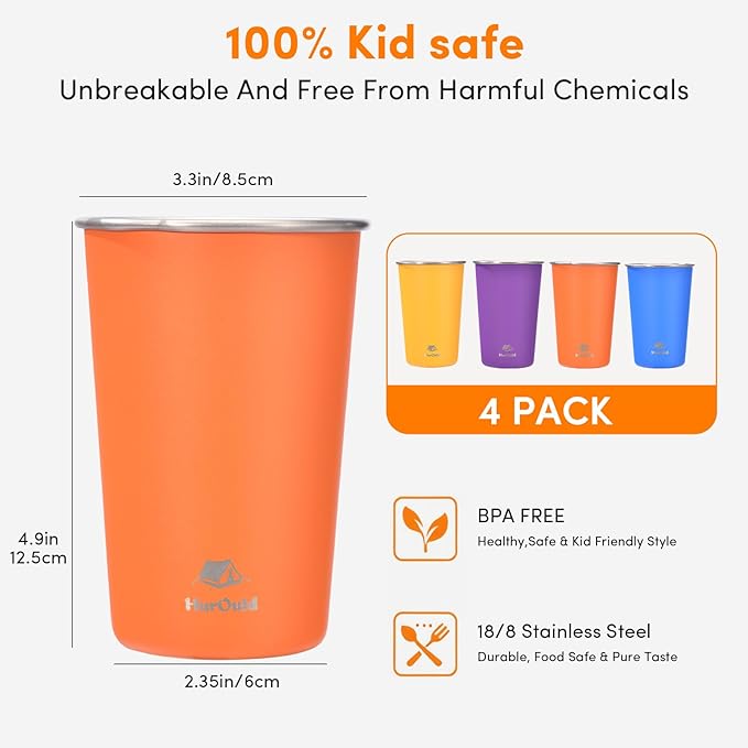8 Pack Stainless Steel Cups 16oz - Image 2