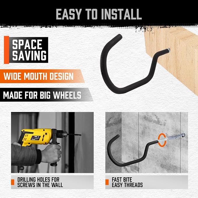 HORUSDY 6 Pack Heavy Duty Bike Hooks - Image 7