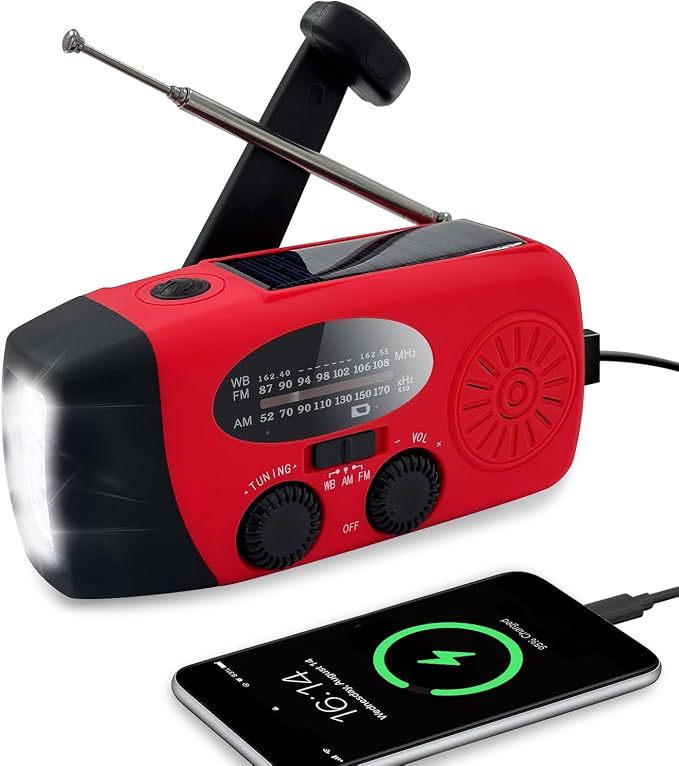Emergency Hand Crank Weather Radio, AM/FM NOAA Portable Solar Radio by Puyinii