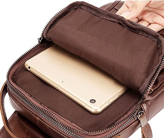 Leather Sling Bag Backpack for Men Women Outdoor Travel Hiking Business - Image 6