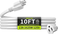 16/3 White Extension Cord 10 FT, Indoor Extension Cord by Seeklyze