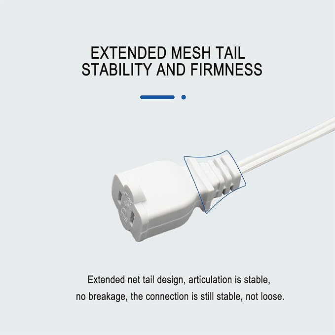50FT White Extension Cord, 2 Prong Extension Cords Indoor, 16 Gauge SPT-2 Flat - Image 5