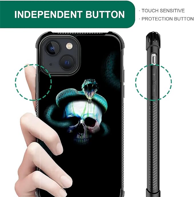 for iPhone 15 Plus Case, Skeleton Winding Snake Pattern Graphic Design Girl Boy - Image 6