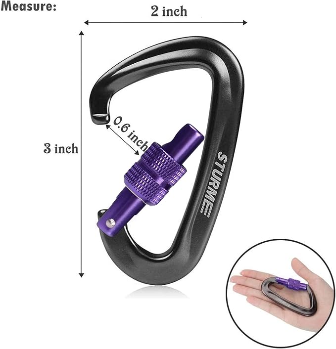 STURME 12kN Heavy Duty Locking Carabiner Clips - Image 2