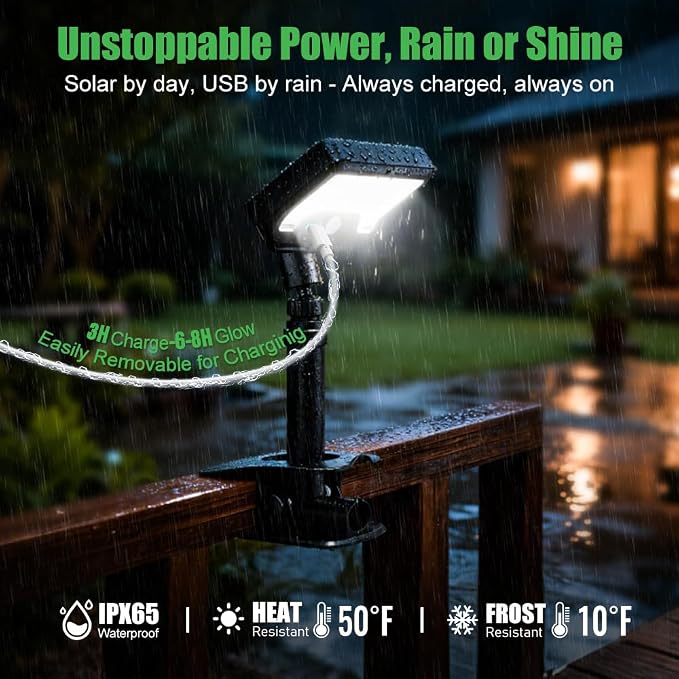 Clip On Solar Motion Sensor Light Outdoor, 600LM 3 Modes IP65 Waterproof - Image 6