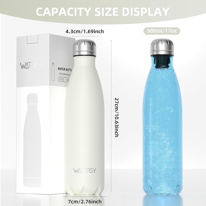 WATERSY Stainless Steel water bottles, 17oz/500ml Insulated Water Bottles - Image 3