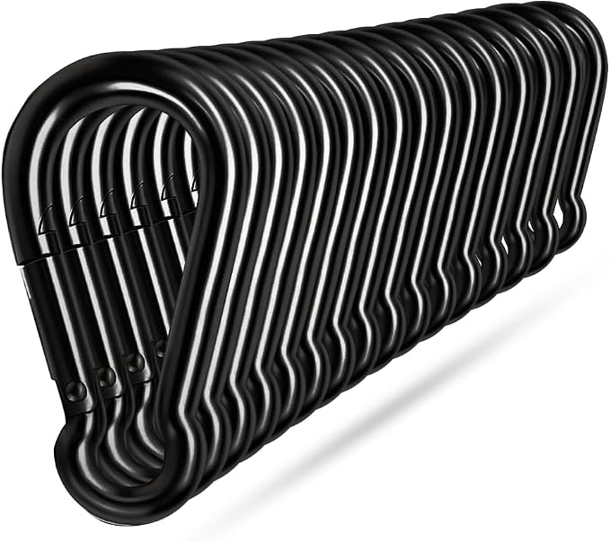 Black Carabiner Clip, Heavy Duty Spring Snap Hook Quick Link by Ekunbuy