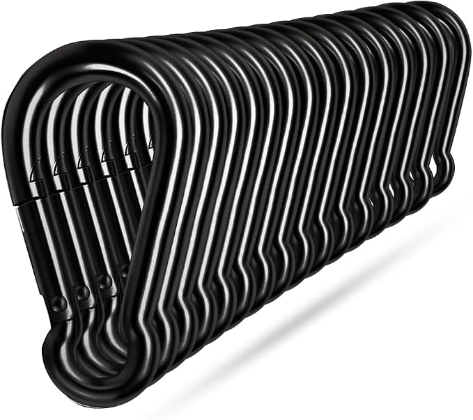 Black Carabiner Clip, Heavy Duty Spring Snap Hook Quick Link by Ekunbuy