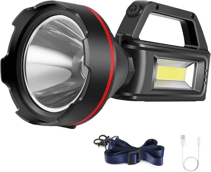 Rechargeable Spotlight Flashlight, High Lumens Handheld Spotlight, LED by SUNPRO