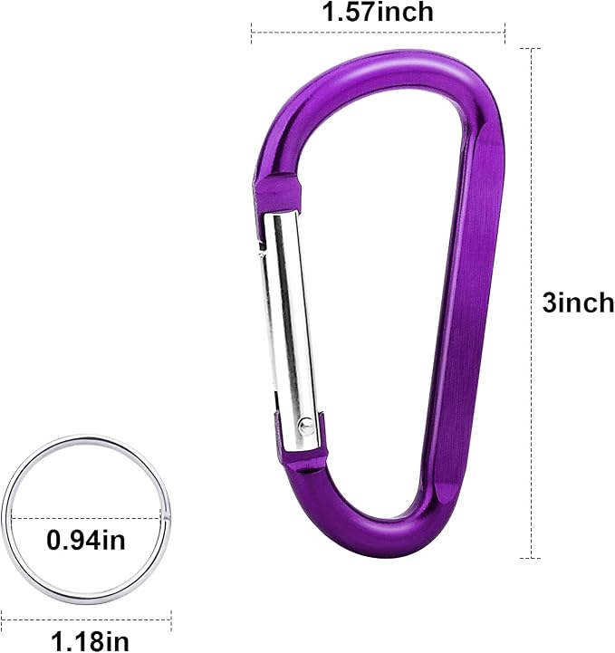 10 Pack 3'' Aluminum Spring Snap Hook Carabiner D Ring Carabiner Clip Camping - Image 5