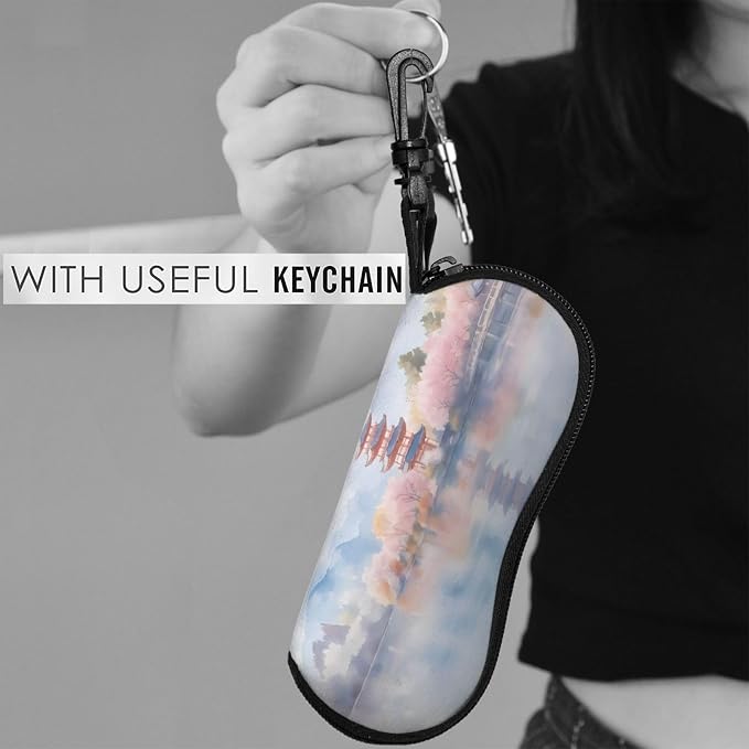 Watercolor Orca Whale Glasses Case Neoprene Portable Zipper Eyeglass Bag - Image 6