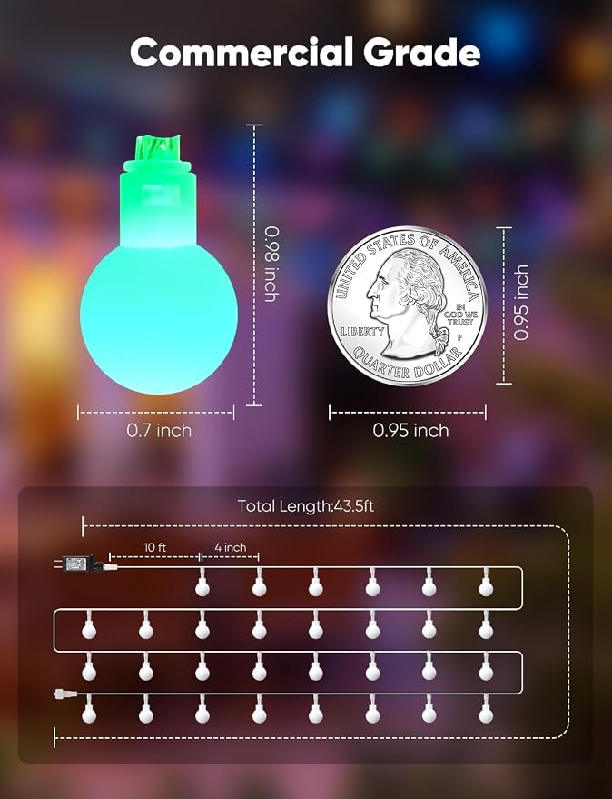 Minetom Color Changing Globe String Lights, 33 Feet 100 Led Fairy Lights Plug in - Image 2