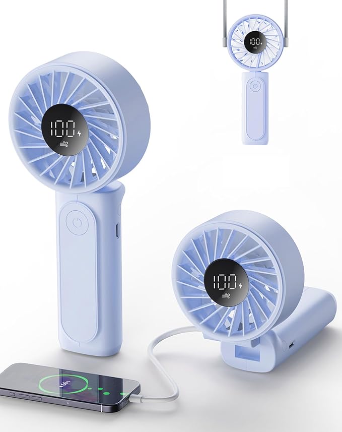 Peiyuu Portable Fan, 4000mAh Rechargeable, 180° Foldable Mini Desk Fan by Peiyuu
