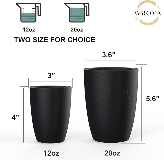Wheat Straw Cups 6 PCS Good Alternative to Plastic Reusable Cups 12 oz - Image 3