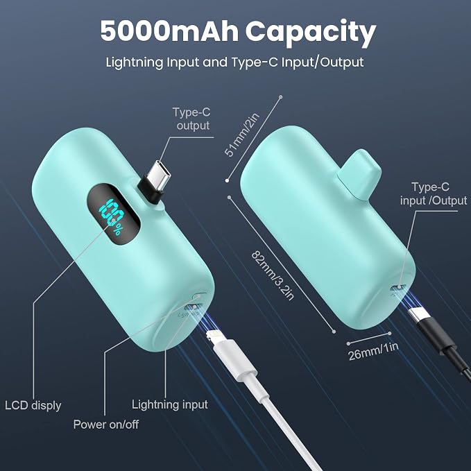 Feob Mini Portable Charger 5000mAh Power Bank, 15W PD USB C Cell Phone Portable - Image 7