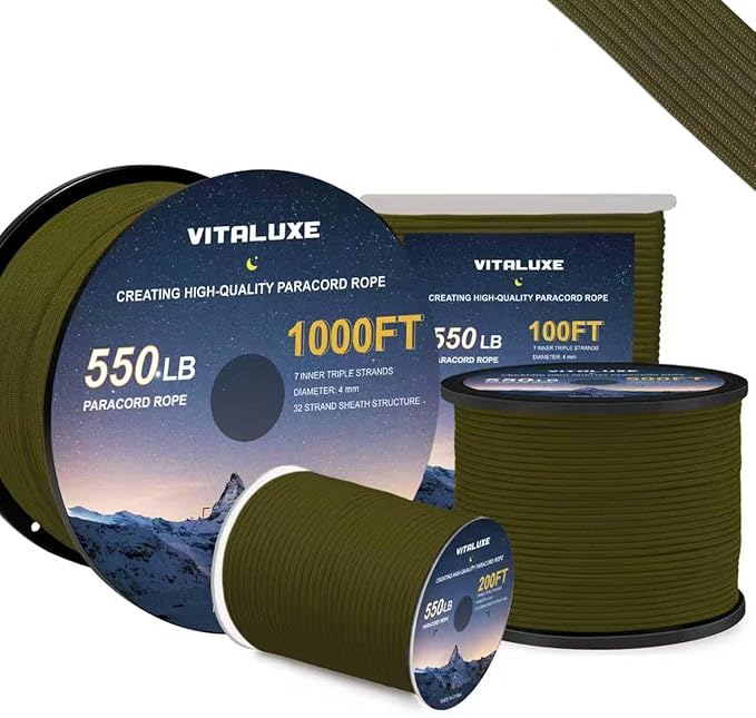 Paracord 550, 7 Triple Strands Utility Rope, Parachute Cord by VITALUXE