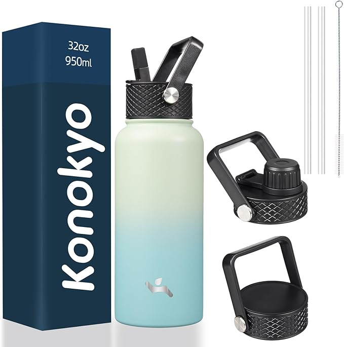 Konokyo 32 oz Insulated Water Bottle Stainless Steel Sport Bottles by Konokyo