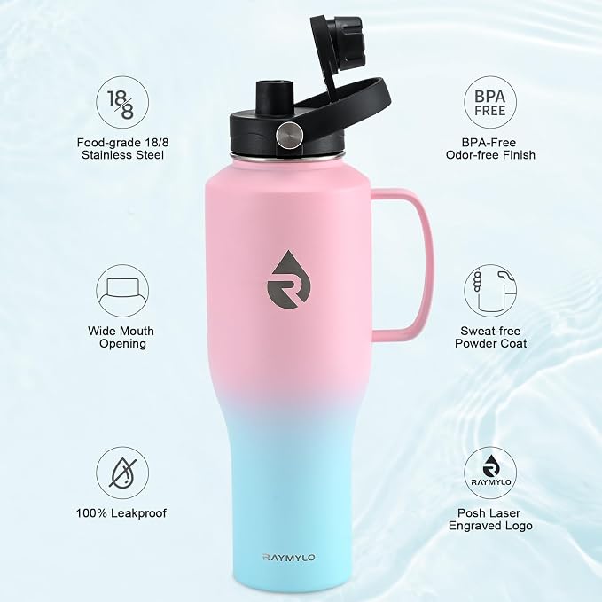 RAYMYLO Insulated Water Bottle 40oz, Stainless Steel Water Bottle - Image 4