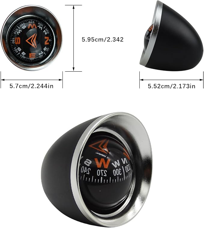 Mini Car Ball Compass, Marine Compass Interior Mount Dash Guide Hiking - Image 3