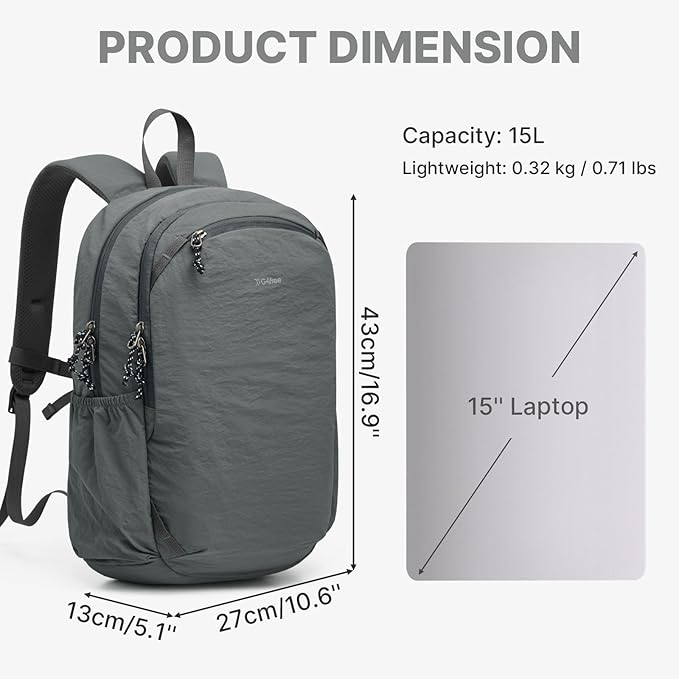 G4Free 15L Hiking Backpack Lightweight Small Travel Backpack Casual Daypack - Image 2