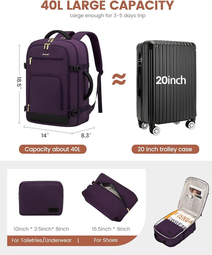 LOVEVOOK Carry On Travel Backpack - Image 3