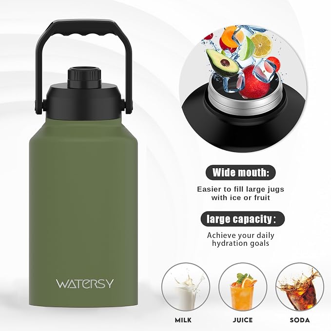 WATERSY 2/3 Gallon Water Bottle Insulated, BPA Free&Leak Proof, 87oz Stainless - Image 5