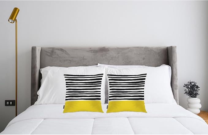 Swono Abstract Black Yellow Home Decorative Throw Pillows Covers 18"X18" Set of - Image 3