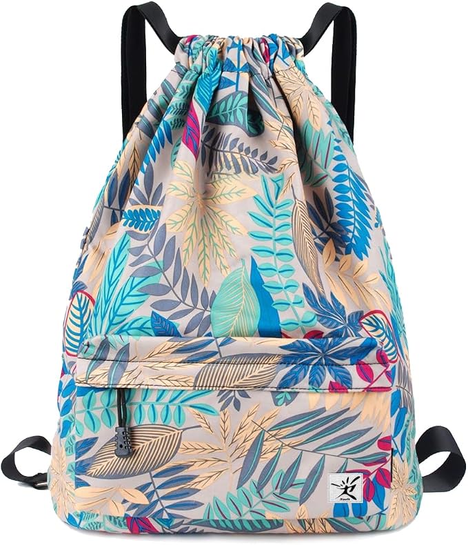 Drawstring Backpack with Mesh Pockets String Gym Bag Sackpack Sandproof Water by Risefit