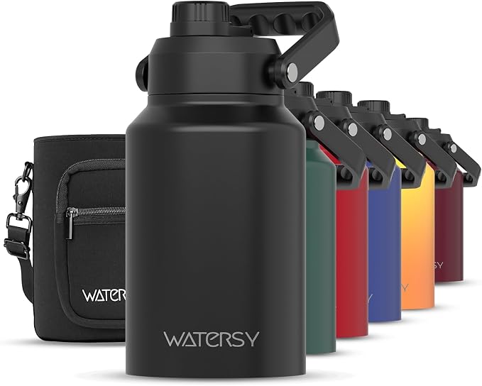 WATERSY Half Gallon Water Bottle Insulated, BPA Free&Leak Proof, 64oz Stainless by Watersy