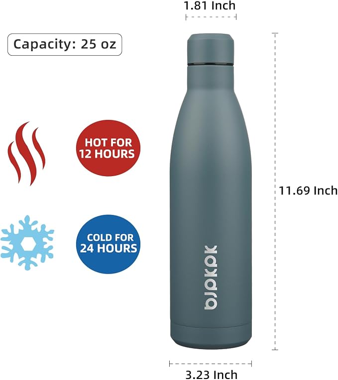 BJPKPK 25oz Insulated Water Bottle Double Wall Vacuum Insulated Stainless Steel - Image 2