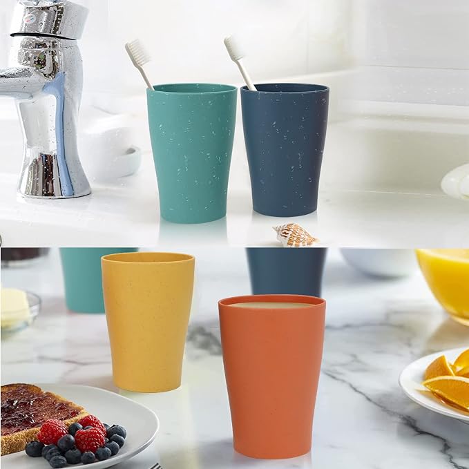 Homienly Stackable Drinking Glasses Set Wheat Straw Shatterproof Cups | - Image 6