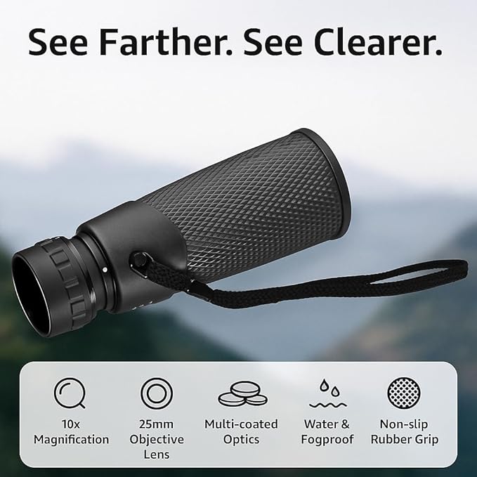 Barska Blackhawk Waterproof Monocular – Compact, Slip-Resistant Grip - Image 3