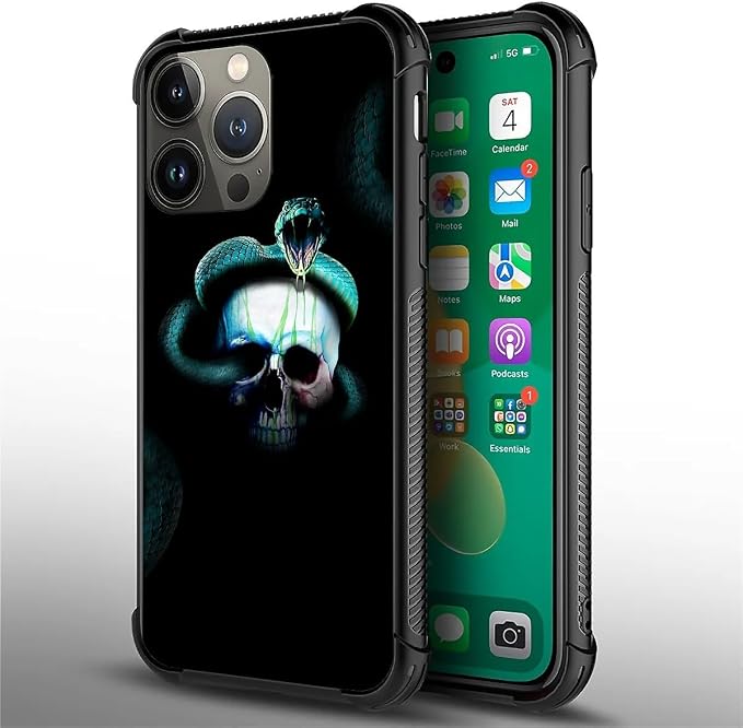 for iPhone 13 Pro Max Case, Skeleton Winding Snake Pattern Graphic Design Girl - Image 2