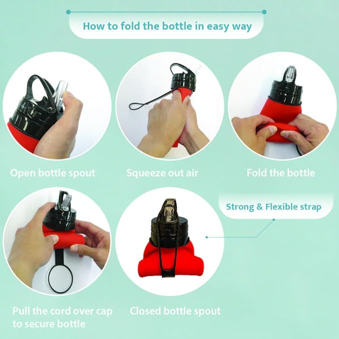 Collapsible Water Bottles 20oz, Odorless BPA-Free Silicone, Leak-Proof Foldable - Image 8