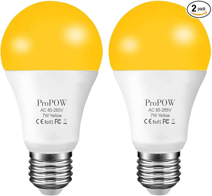 Amber Yellow LED Light Bulb, 7W Dusk to Dawn Bulbs 40W Equivalent A19 Auto by ProPOW