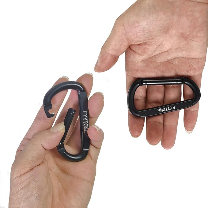 Black Steel Heavy Duty Carabiner Clip, 880 lbs 3" Carabiners D Ring Spring Snap - Image 6