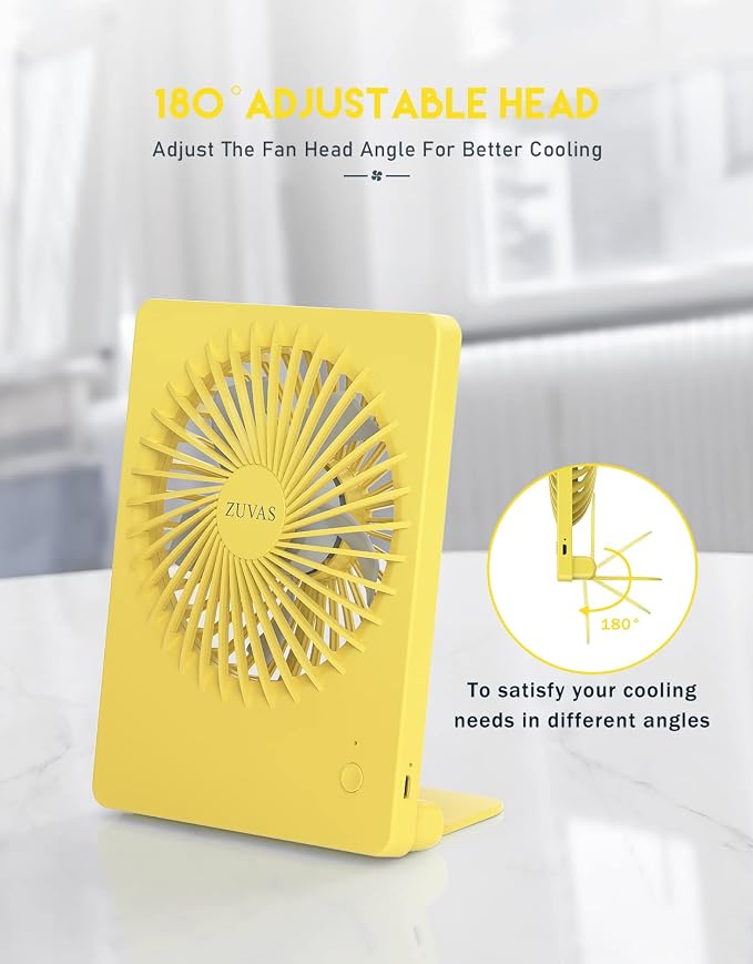 Zuvas Desk Fan Battery Operated Fan Rechargeable 180°Tilt Folding Personal Fan - Image 5