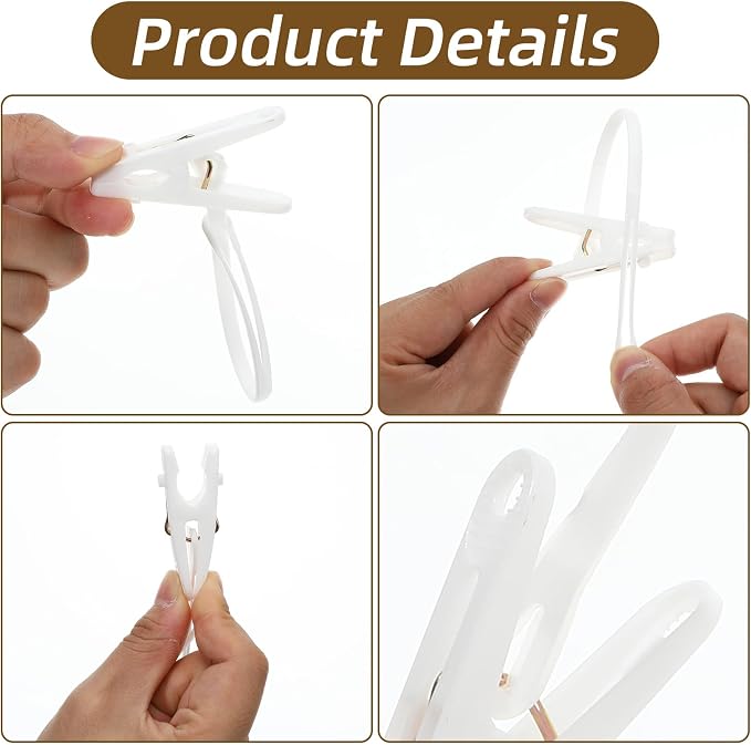 ElevateTech Multi-Purpose Laundry Hooks Clothes Pins Hanging Clips Towel Clips - Image 4