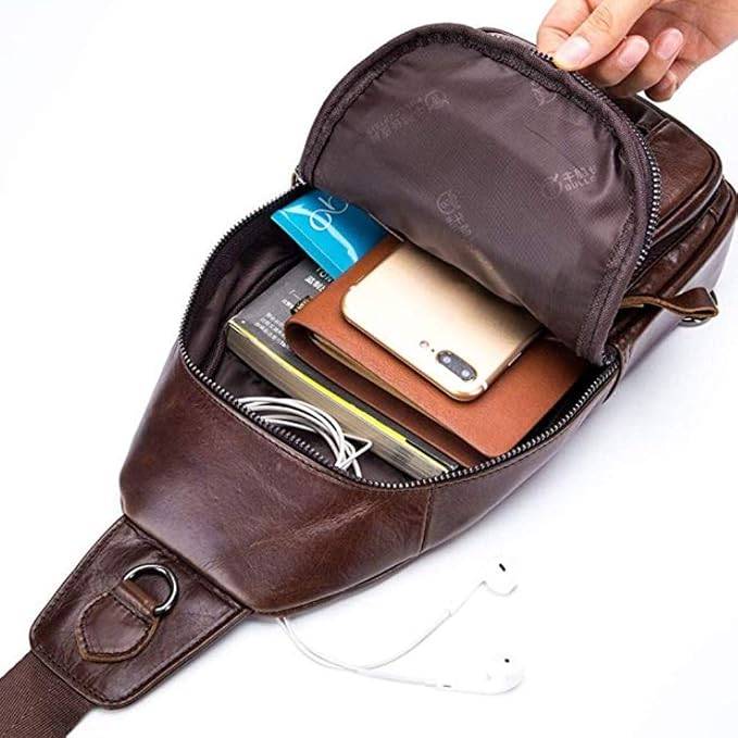Hebetag Leather Sling Bag Crossbody Backpack - Image 7