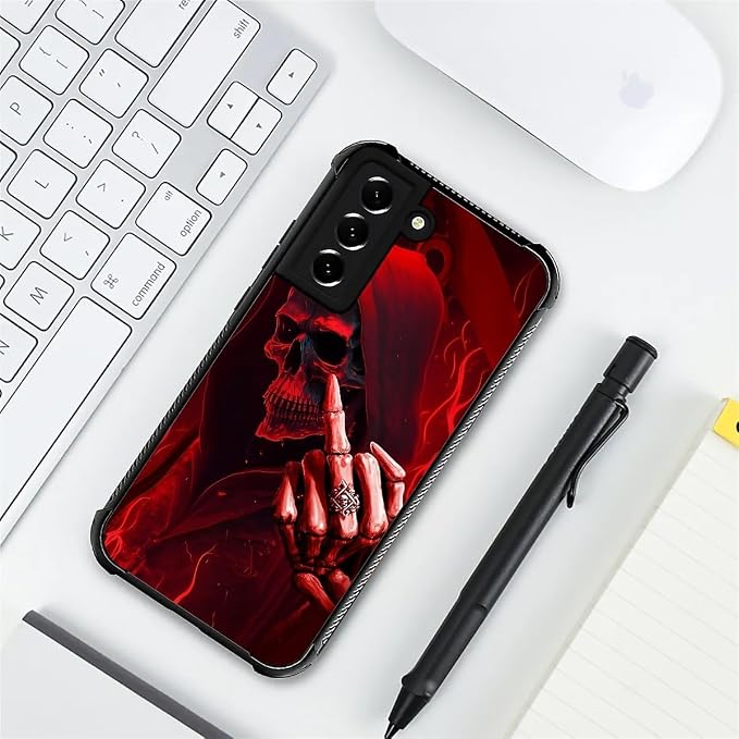 for Samsung Galaxy S21 Case, Gestures Funny Skull Pattern Graphic Design Girl - Image 7